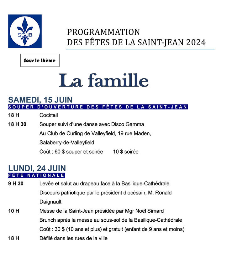 SSJB Valleyfield - Programmation Saint-Jean 2024